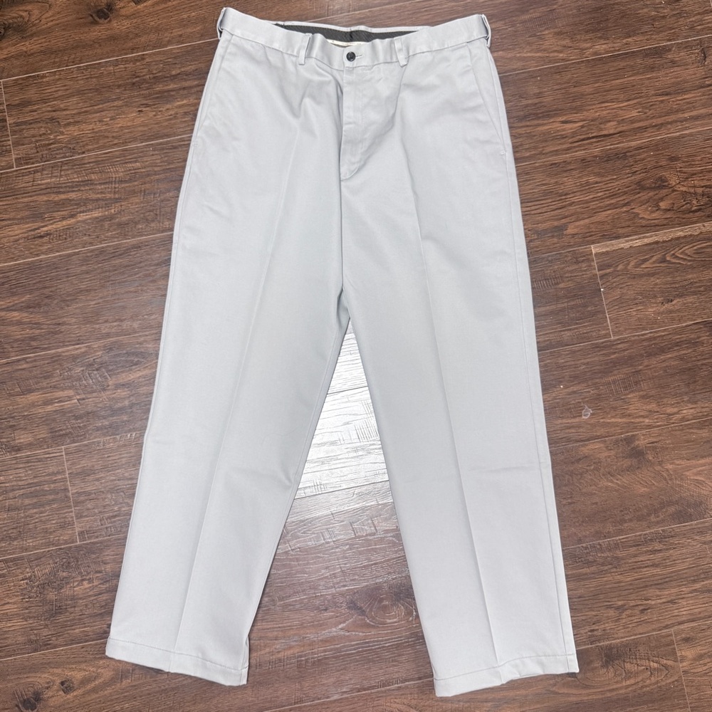 HAGGAR GREEN TAN EXPANDABLE WAIST PANTS SIZE 36x31